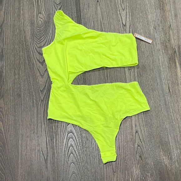 NWT Skims Fits Everybody One Shoulder Cut Out Bodysuit Green Highlighter 4X - Picture 1 of 9